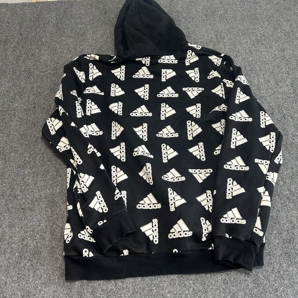 ADIDAS Hoodie‎ BLACK ALL OVER PRINT Hooded SWEATSHIRT Men's XL Streetwear - Picture 6 of 8
